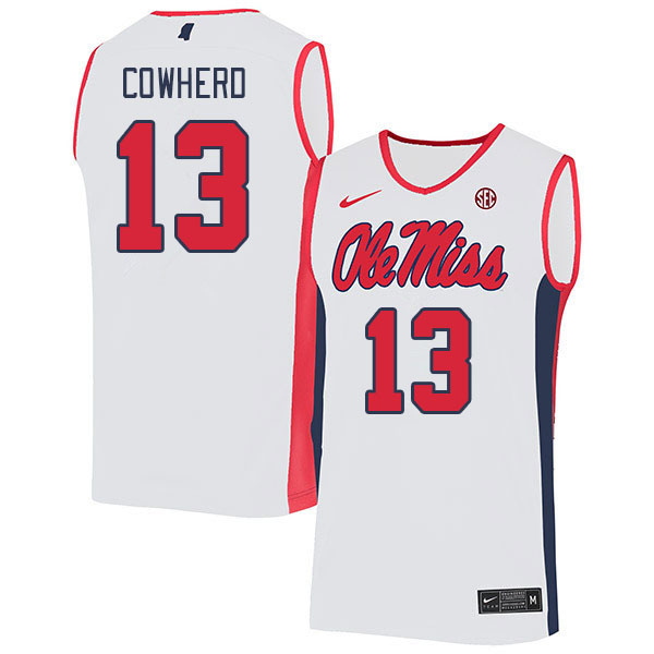 Ole Miss Rebels #13 Robert Cowherd College Basketball Jerseys Stitched Sale-White